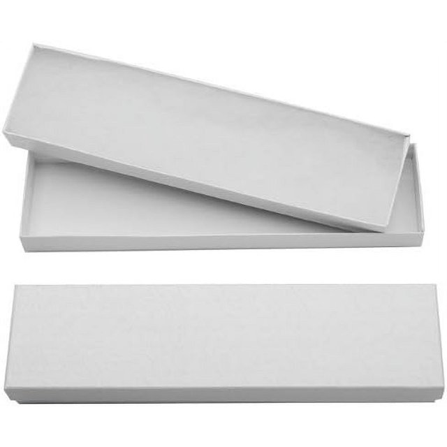 White Cardboard Jewelry Boxes With Swirls 8 X 2 X 1 Inches (6