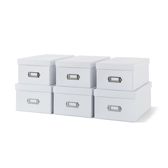 White Cardboard Storage Box Set, 6 Pieces (3 Large, 3 Medium), Organizer for Photos Crafts Collectibles