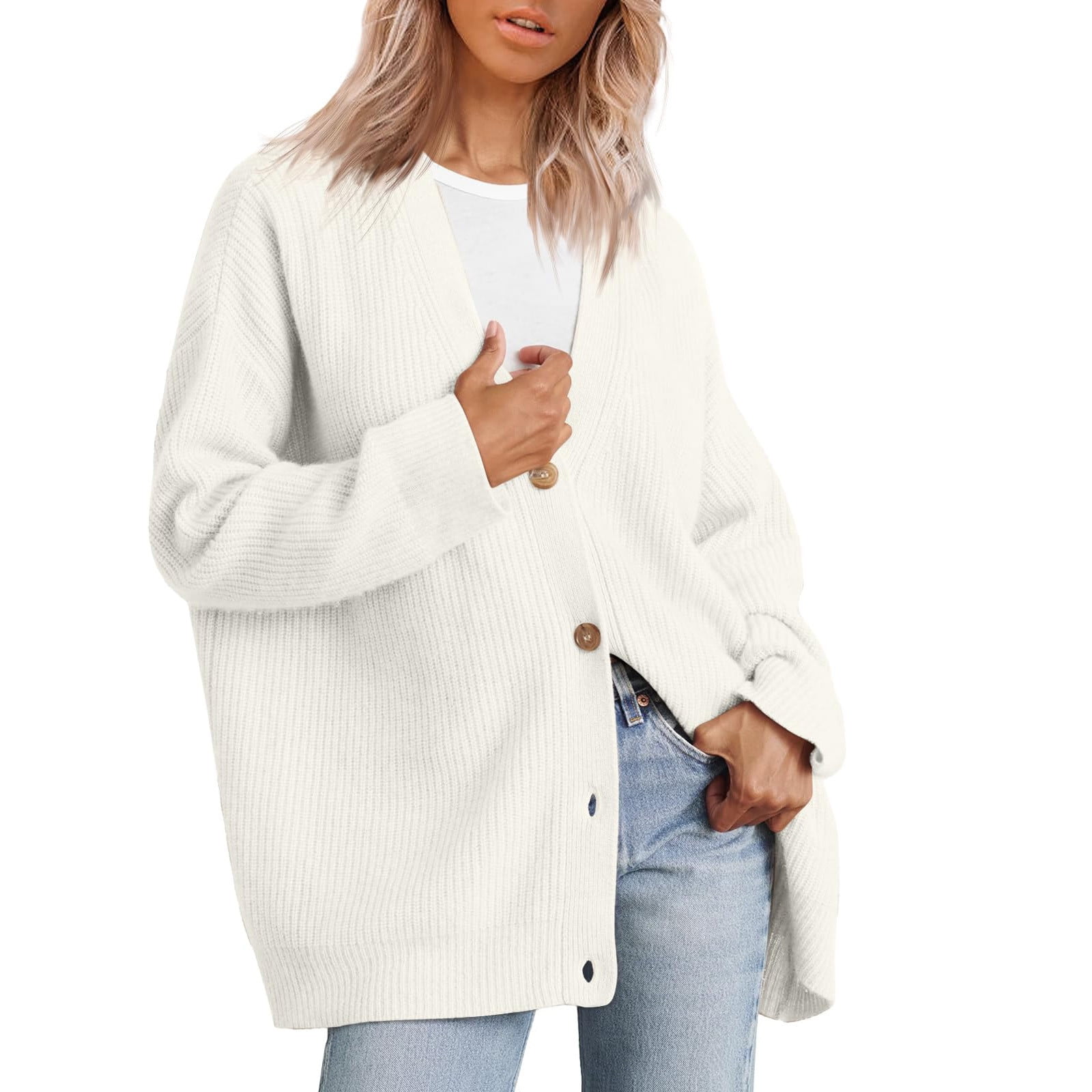 Kissfix Women's Cardigan 2023 Open Front Oversized Button Lightweight  Sweaters V Neck Loose Cardigans Knit Outwear : : Clothing, Shoes 