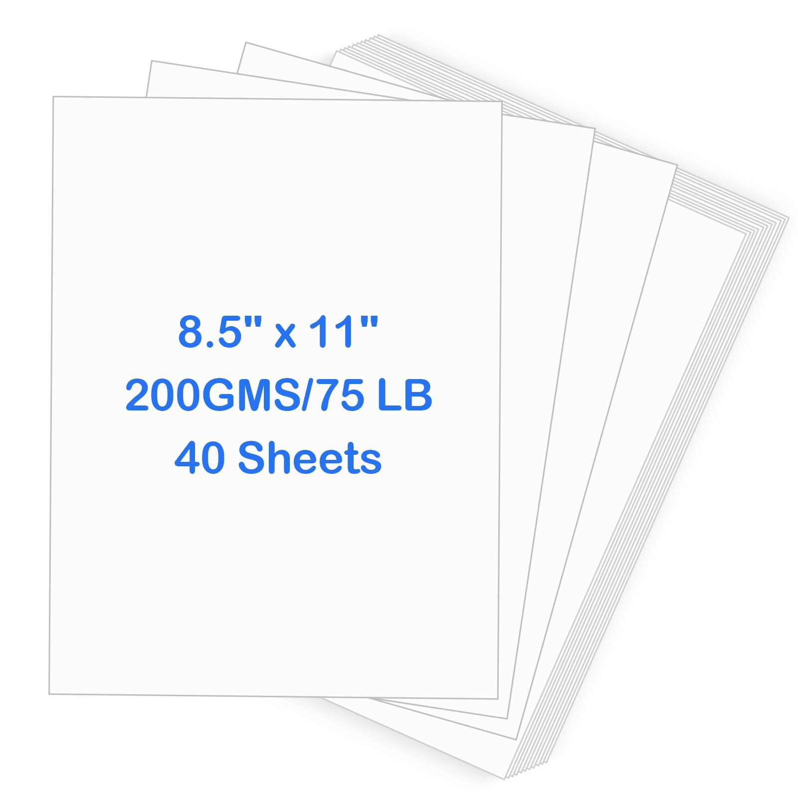 White Cardstock，40 Sheets Heavy YPF5 Cardstock, 8.5" x 11" Thick Printable Cardstock, 75 lb
