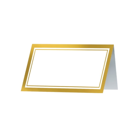 White Cardstock Place Cards with Gold Border, 2" x 4", Pack of 100