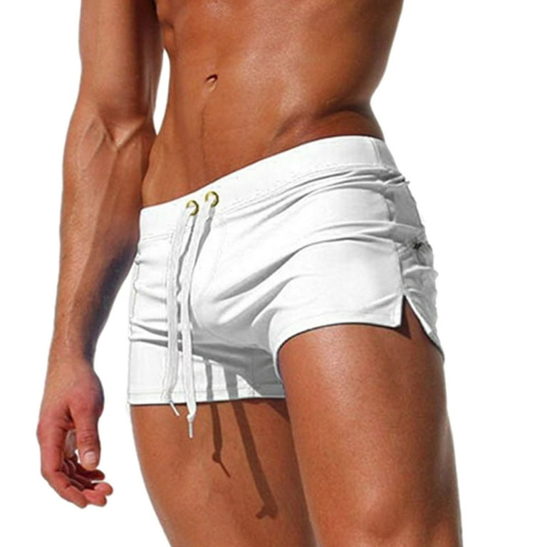 White Cargo Shorts For Men Male Spring And Summer Ultra Short Color Matching Shorts Zipper Pocket Slit Trousers Legs Beach Swimming Sports Shorts