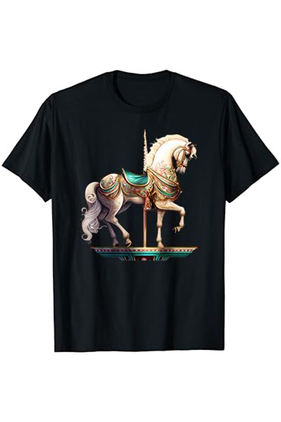 White Carousel Horse Vintage T-Shirt All Size S-5Xl