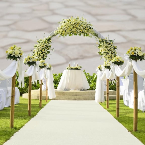 White Carpet Runner for Party Polyester Fabric Carpet Runner Decorations for Hollywood Theme Party, Runway Rug Prom Aisle Rug