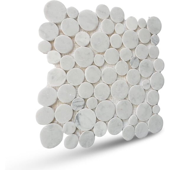 White Carrara Marble Mosaic Tile - Floor and Wall Carrara Tile - Honed Finish Tiles for Kitchen,Vanities and Swimming Pool 12" X 12" - Penny