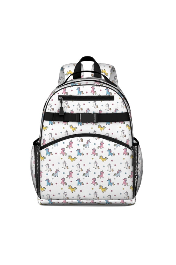 Pink Boho Bohemia Rainbow Shapes Dots Pattern Backpack for School,Cute School Bag,Schoolbag with Adjustable Shoulder Straps & Padded Back,15.25"x11.5"x5.25"