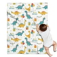 thumbnail image 1 of White Cartoon Dinosaurs Birthday Pattern Blanket,Comfortable Soft Flannel Throw Blanket,All Season,Warm Lightweight Blankets for Sofa Bed Couch Living Room Chair,30"x40", 1 of 4