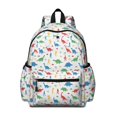 thumbnail image 1 of White Cartoon Dinosaurs Figures Pattern Cute School Backpack with Padded Back and Adjustable Shoulder Straps 13.4"x11"x4.7", 1 of 5