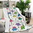 thumbnail image 1 of White Cartoon Dinosaurs Flowers Pattern Blanket,Comfortable Soft Flannel Throw Blanket,All Season,Warm Lightweight Blankets for Sofa Bed Couch Living Room Chair,40"x50", 1 of 4