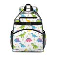 thumbnail image 1 of White Cartoon Dinosaurs Flowers Pattern Cute School Backpack Bag for School with Padded Back and Adjustable Shoulder Straps 15.25"x11.5"x5.25", 1 of 5