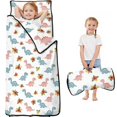 thumbnail image 1 of White Cartoon Dinosaurs Flowers Pattern Teens Toddler Nap Mat with Pillow, Sleeping Mat Bag for Preschool Daycare 60"x20", 1 of 6