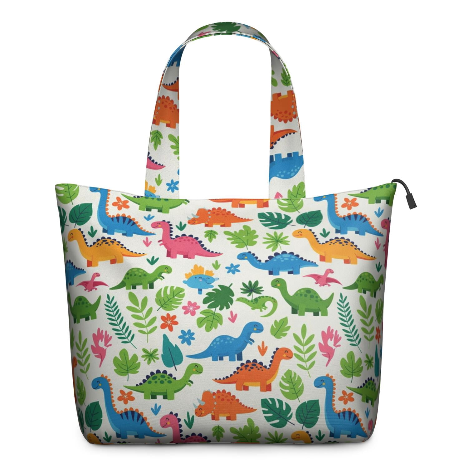 White Cartoon Dinosaurs Jungle Pattern Travel Tote Bags for Women Carry On,Large Weekender Bags for Women Travel,Multi Functional Duffle Bag for Work,Shopping,Sports