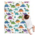 thumbnail image 1 of White Cartoon Dinosaurs Leaves Pattern Blanket,Comfortable Soft Flannel Throw Blanket,All Season,Warm Lightweight Blankets for Sofa Bed Couch Living Room Chair,30"x40", 1 of 4