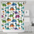 thumbnail image 1 of White Cartoon Dinosaurs Leaves Pattern Shower Curtain 84"x72" ,Bathroom Decorative Shower Curtains Set with 12 Hooks,Modern Waterproof Washable Shower Curtain, 1 of 6