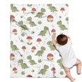 thumbnail image 1 of White Cartoon Dinosaurs Mushrooms Pattern Blanket,Comfortable Soft Flannel Throw Blanket,All Season,Warm Lightweight Blankets for Sofa Bed Couch Living Room Chair,30"x40", 1 of 4
