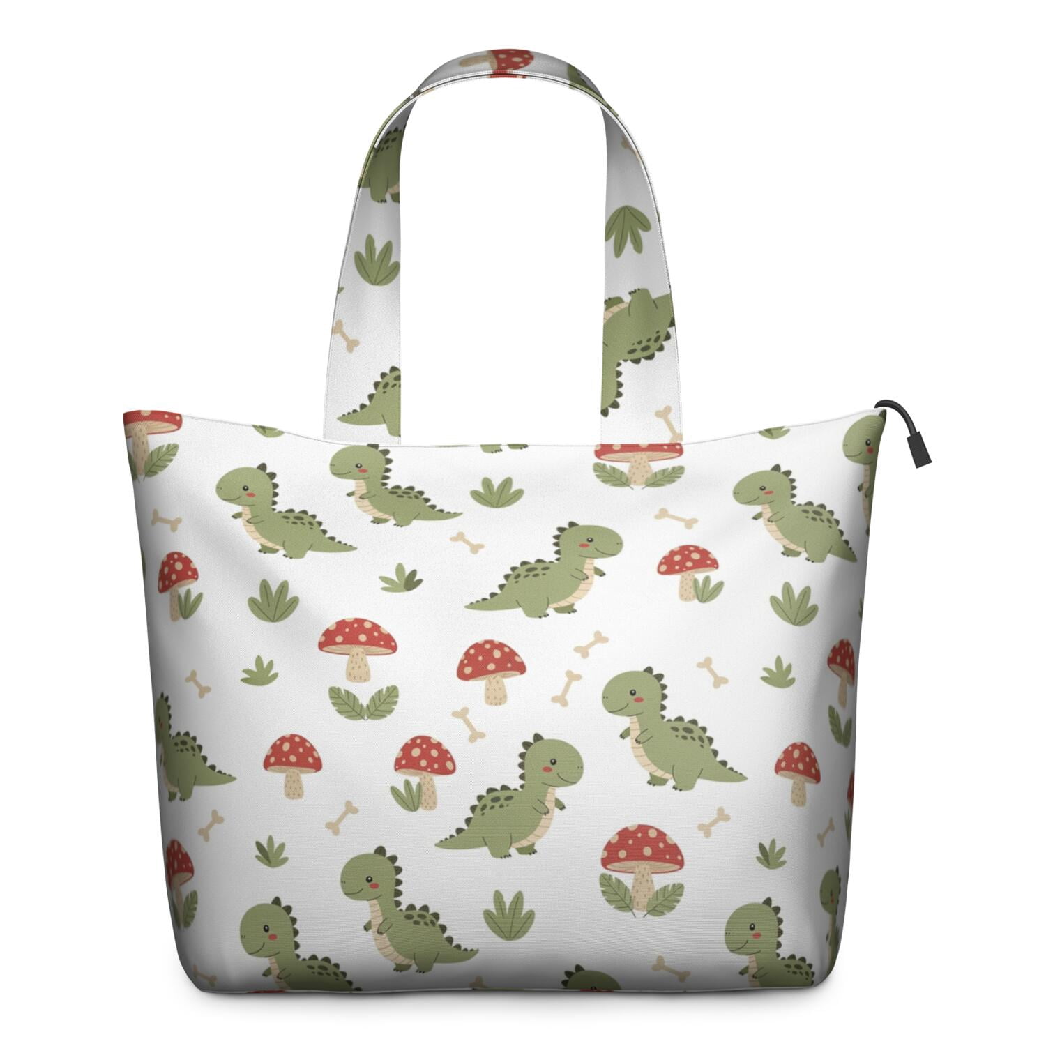 White Cartoon Dinosaurs Mushrooms Pattern Travel Tote Bags for Women Carry On,Large Weekender Bags for Women Travel,Multi Functional Duffle Bag for Work,Shopping,Sports