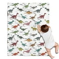 thumbnail image 1 of White Cartoon Dinosaurs Names Pattern Blanket,Comfortable Soft Flannel Throw Blanket,All Season,Warm Lightweight Blankets for Sofa Bed Couch Living Room Chair,30"x40", 1 of 4