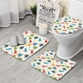 thumbnail image 1 of White Cartoon Dinosaurs Pattern Bathroom Rugs Sets 3 Piece,Toilet Cover Set,Absorbent Non Slip Bathroom Mats Sets with U-Shaped Contour Rug Toilet Rug Set, 1 of 5