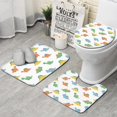 thumbnail image 1 of White Cartoon Dinosaurs Pattern Bathroom Rugs Sets 3 Piece,Toilet Cover Set,Absorbent Non Slip Bathroom Mats Sets with U-Shaped Contour Rug Toilet Rug Set, 1 of 5
