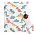 thumbnail image 1 of White Cartoon Dinosaurs Pattern Blanket,Comfortable Soft Flannel Throw Blanket,All Season,Warm Lightweight Blankets for Sofa Bed Couch Living Room Chair,30"x40", 1 of 4