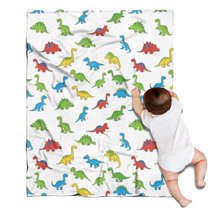 White Cartoon Dinosaurs Pattern Blanket,Comfortable Soft Flannel Throw Blanket,All Season,Warm Lightweight Blankets for Sofa Bed Couch Living Room Chair,30"x40"