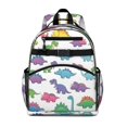 thumbnail image 1 of White Cartoon Dinosaurs Pattern Cute School Backpack Bag for School with Padded Back and Adjustable Shoulder Straps 15.25"x11.5"x5.25", 1 of 5