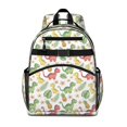 thumbnail image 1 of White Cartoon Dinosaurs Pineapples Pattern Cute School Backpack Bag for School with Padded Back and Adjustable Shoulder Straps 15.25"x11.5"x5.25", 1 of 5