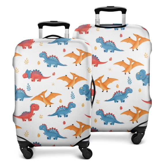 White Cartoon Dinosaurs Pterosaurs Pattern Luggage Cover Fashion Suitcase Cover Baggage Covers Fit 25-28 Inch Luggage (Go Travel)