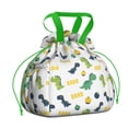 thumbnail image 1 of White Cartoon Dinosaurs Pumpkins Pattern Drawstring Lunch Bag Women - Drawstring Lunch Bag Insulated for Work Office - Stain-Resistant Large Lunchbags for Women with Multi-Pockets, 1 of 6