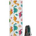 thumbnail image 1 of White Cartoon Dinosaurs Roar Pattern Hot Yoga Mat Towel Non Slip for Hot Yoga - Quick-Drying Yoga Mat Cover with 4 Corner Pockets with Travel Bag - Hot Yoga Towel Non Slip 70"x26", 1 of 6