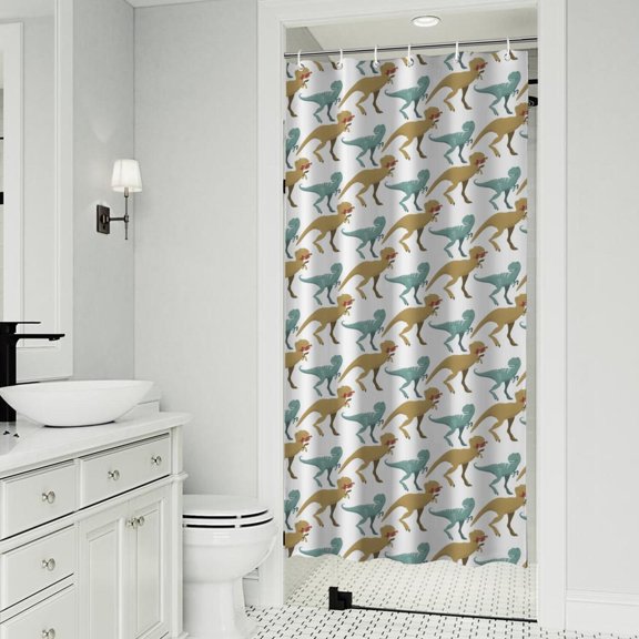 White Cartoon Dinosaurs Shower Curtain 36"x72" ,Bathroom Decorative Shower Curtains Set with 12 Hooks,Modern Waterproof Washable Shower Curtain