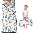 thumbnail image 1 of White Cartoon Dinosaurs Teens Toddler Nap Mat with Pillow, Sleeping Mat Bag for Preschool Daycare 59"x22", 1 of 5
