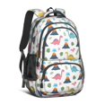 thumbnail image 1 of White Cartoon Dinosaurs Volcanoes Pattern Cute School Backpack Bag with Padded Back and Adjustable Shoulder Straps 16.9 X 12.6 X 5.9 Inches, 1 of 5