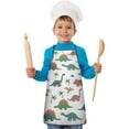 thumbnail image 1 of White Cartoon Dinosaurs Volcanoes Pattern Kids Aprons for Girls and Boys,Adjustable Neck Strap Toddler Aprons for Kids Cooking Baking, 1 of 2