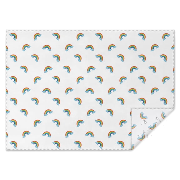 White Cartoon Rainbow Pattern Rectangle Tablecloth 60"x84",Waterproof Polyester Rectangle Table Cloth, Wipeable Spillproof Polyester Tablecloth for Dining, Camping, Indoor and Outdoor