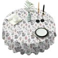 thumbnail image 1 of White Cartoon Unicorn Cat Dessert Pattern Round Tablecloth 60"x60",Wrinkle Wipeable Table Cloth for Kitchen Dining Room Picnic Patio Party, 1 of 6