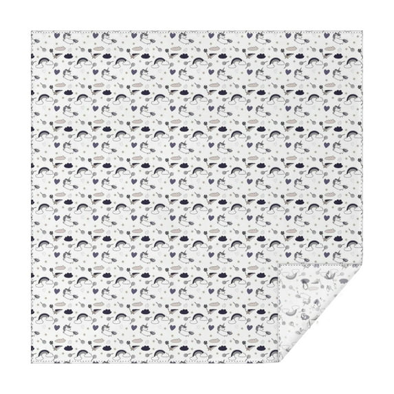 White Cartoon Unicorn Cloud Heart Pattern Square Tablecloth,Waterproof Square Table Cover,Wipeable Spillproof Washable Table Cover for Home Kitchen Party Decor 60"x60"(152x152cm)