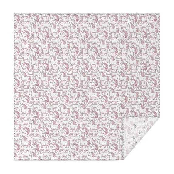 White Cartoon Unicorn Cloud Pattern Square Tablecloth,Waterproof Square Table Cover,Wipeable Spillproof Washable Table Cover for Home Kitchen Party Decor 42"X42"(107x107cm)