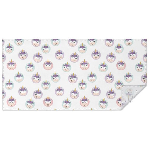 White Cartoon Unicorn Face Pattern Rectangle Tablecloth 60"x120",Waterproof Polyester Rectangle Table Cloth, Wipeable Spillproof Polyester Tablecloth for Dining, Camping, Indoor and Outdoor