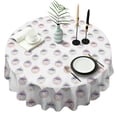 thumbnail image 1 of White Cartoon Unicorn Face Pattern Round Tablecloth 60"x60",Wrinkle Wipeable Table Cloth for Kitchen Dining Room Picnic Patio Party, 1 of 6