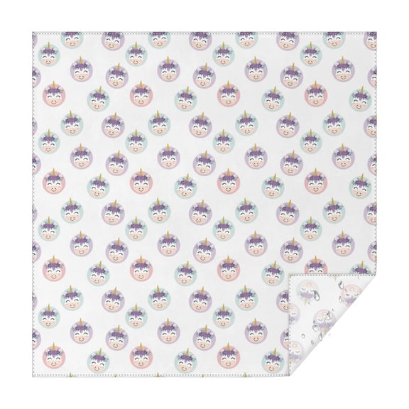 White Cartoon Unicorn Face Pattern Square Tablecloth,Waterproof Square Table Cover,Wipeable Spillproof Washable Table Cover for Home Kitchen Party Decor 42"X42"(107x107cm)