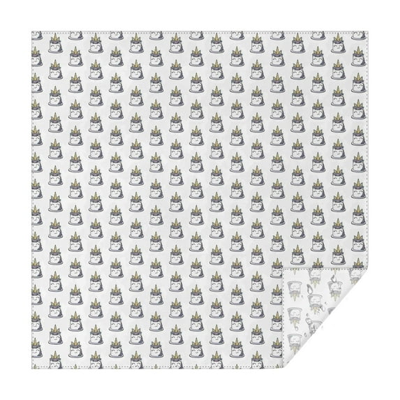 White Cartoon Unicorn Head Pattern Square Tablecloth,Waterproof Square Table Cover,Wipeable Spillproof Washable Table Cover for Home Kitchen Party Decor 60"x60"(152x152cm)