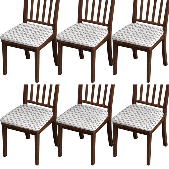 White Cartoon Unicorn Pattern Seat Covers for Dining Room Chairs Set Of 4,Stretch Printed Washable Chair Seat Cover with Elastic Ties and Button,Removable Waterproof Couch Cushion Covers