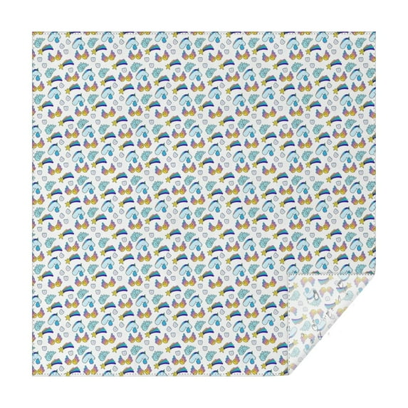 White Cartoon Unicorn Rainbow Heart Star Pattern Square Tablecloth,Waterproof Square Table Cover,Wipeable Spillproof Washable Table Cover for Home Kitchen Party Decor 60"x60"(152x152cm)