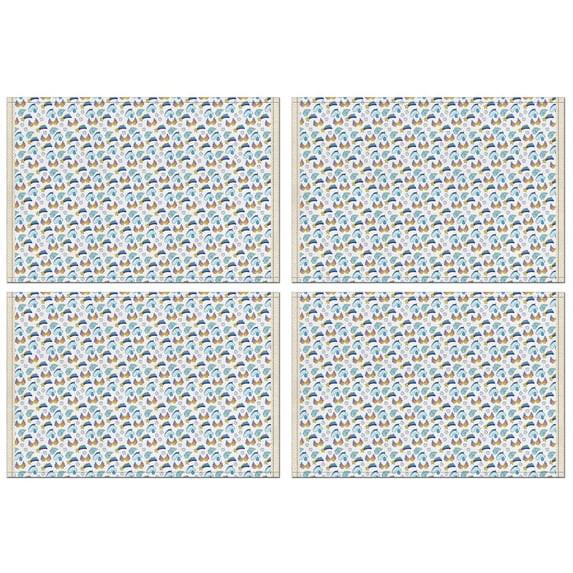 White Cartoon Unicorn Rainbow Heart Star Pattern Summer Placemats Table Placemats Set Of 4-Linen Kitchen Washable Placemats Table Mats 11.8"x17.7" Non-Slip Heat Resistant