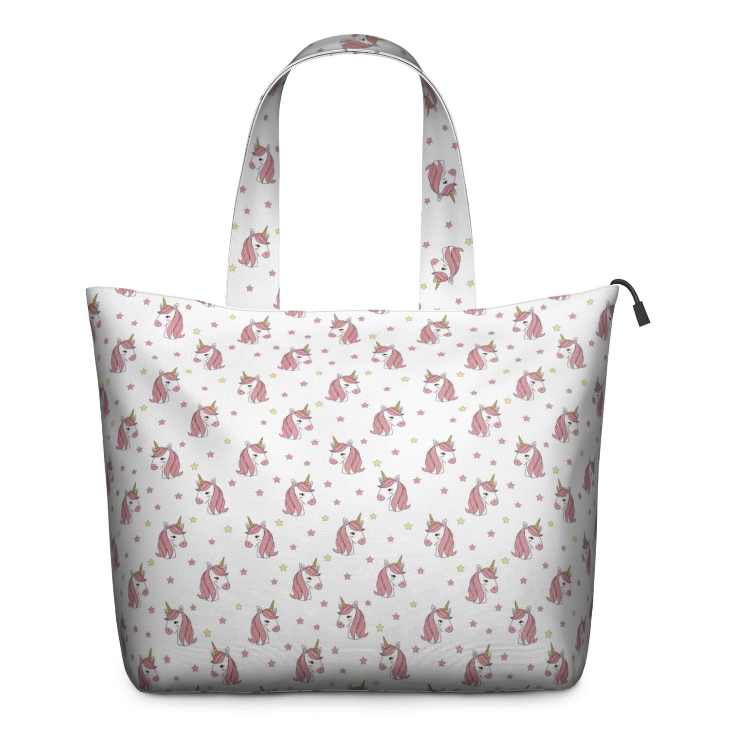 White Cartoon Unicorn Star Pattern Travel Tote Bags for Women Carry On,Large Weekender Bags for Women Travel,Multi Functional Duffle Bag for Work,Shopping,Sports