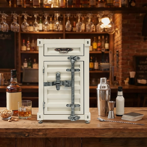 White Cast Iron 12.6x12.6x19.69 Inch Industrial Wind Locker With Drawer Combination Lock Storage Cabinet