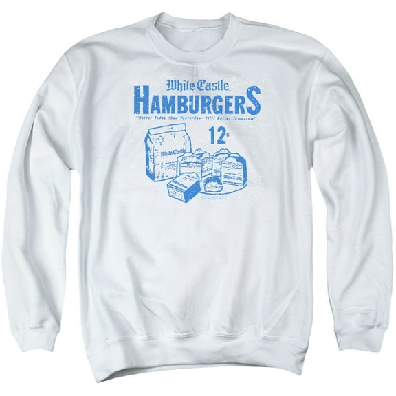 White Castle 12 Cents Adult Crewneck Sweatshirt White