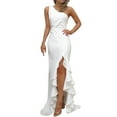 thumbnail image 1 of White Casual Dresses Womens One Shoulder Ruched Ruffle Formal Evening DressSlim Dresses Summer Dresses for Women 2024, 1 of 4