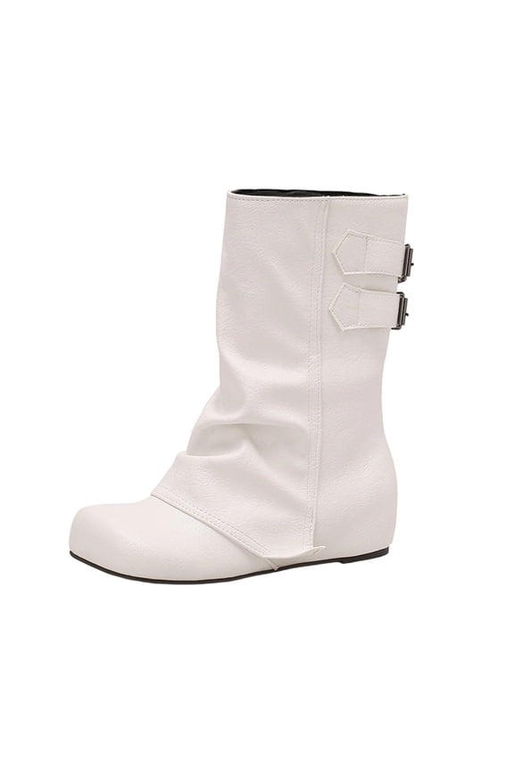 White Casual Winter Ankle Boots Round Toe With Lace-Up Detailing Comfortable For Women Pu Leather
